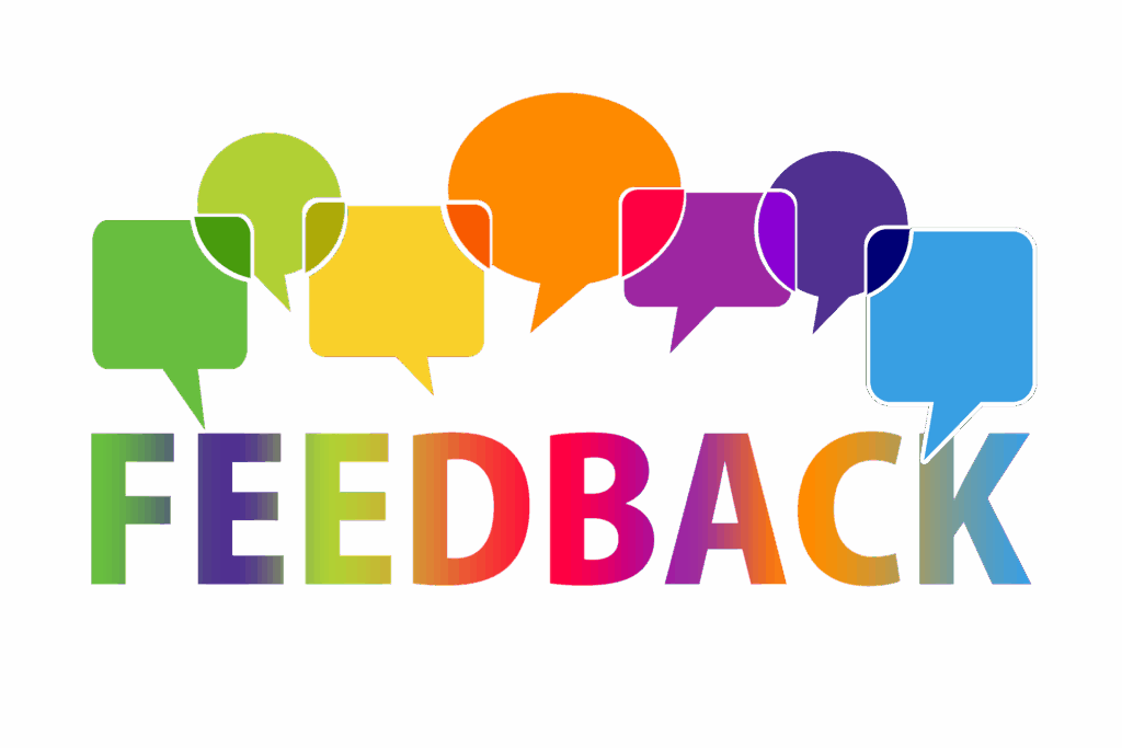 colorful speech bubbles over the word feedback